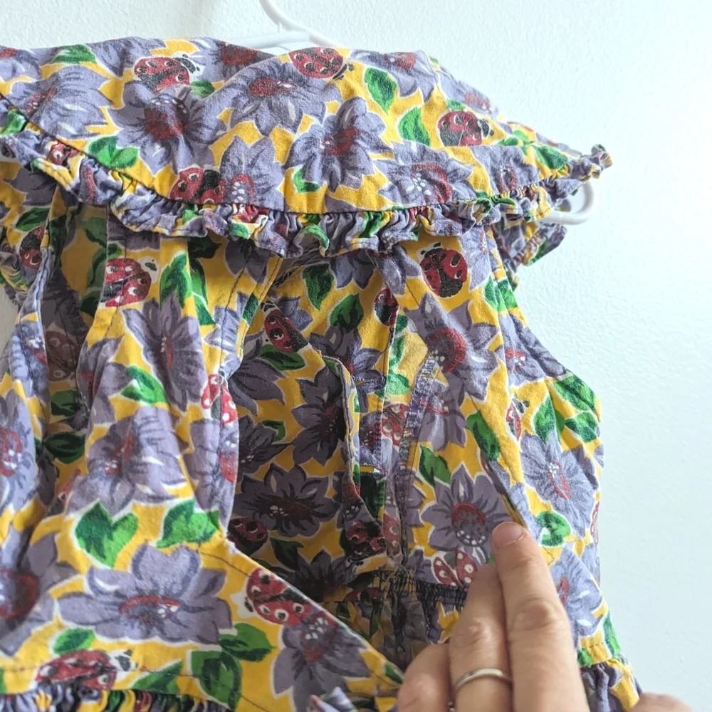 Vtg 90s Young Hearts Dress Hat 5/6 Girls Ladybug Floral - Picture 4 of 6